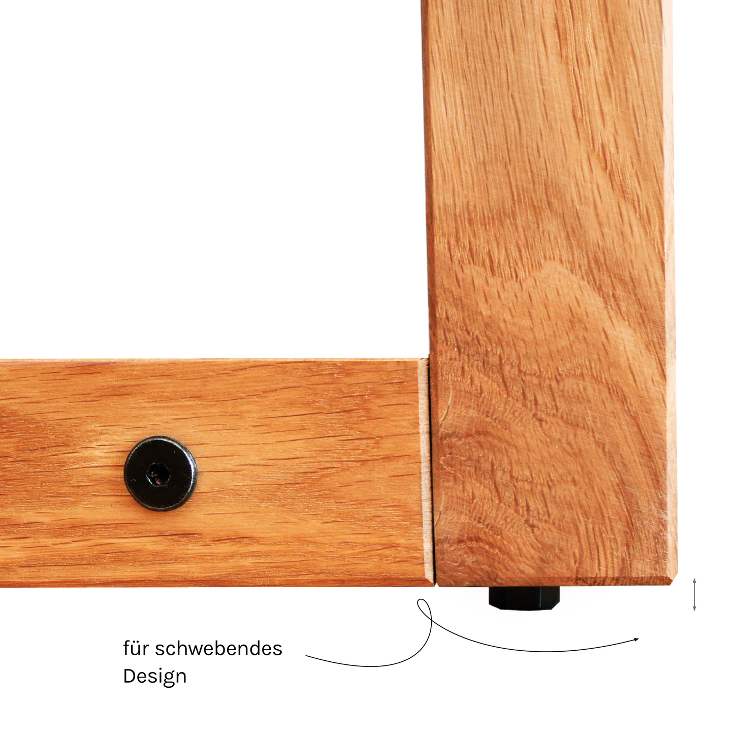 Eichen Massivholz Couchtisch mit Schwarzglas-Tischplatte