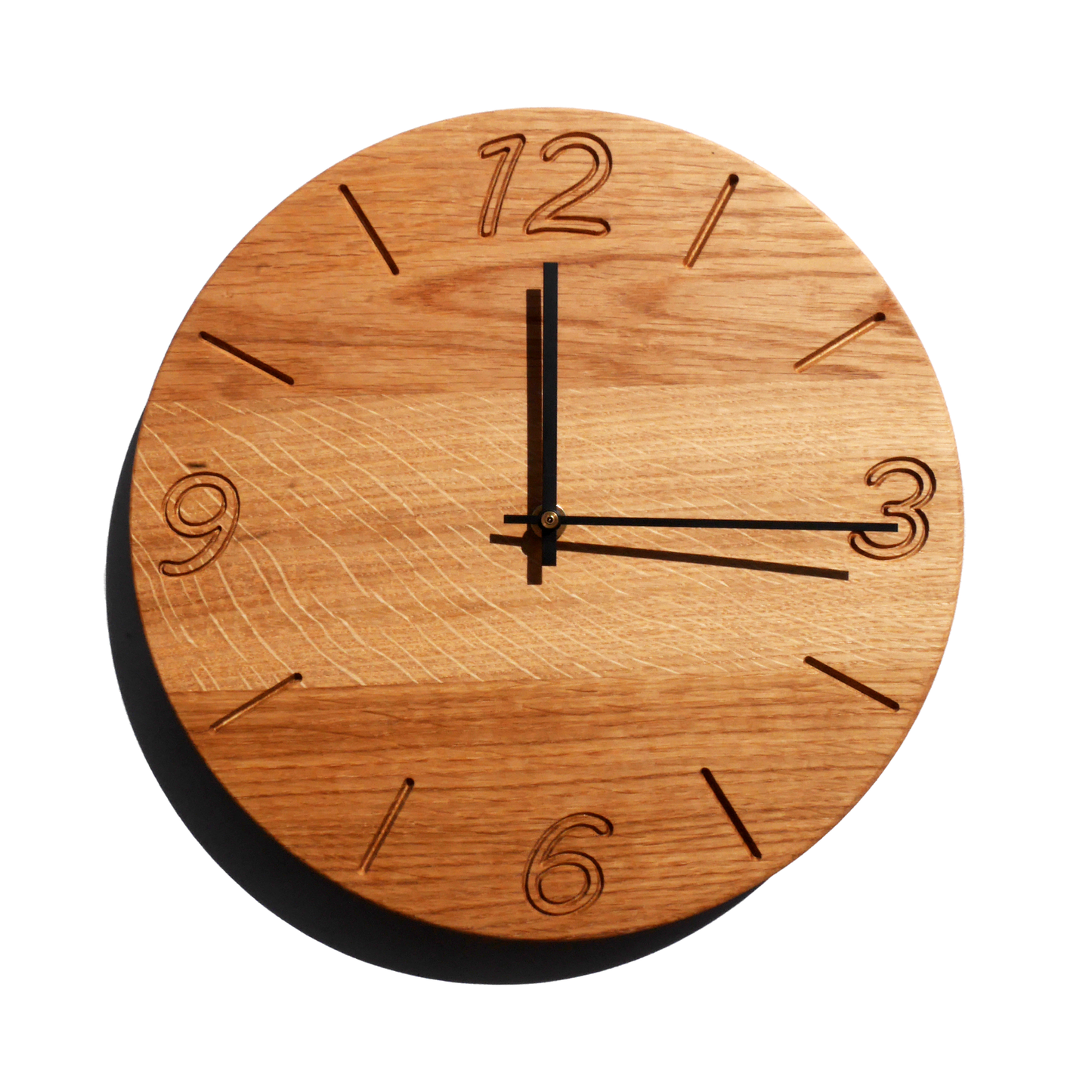 Wanduhr Eiche Round Number