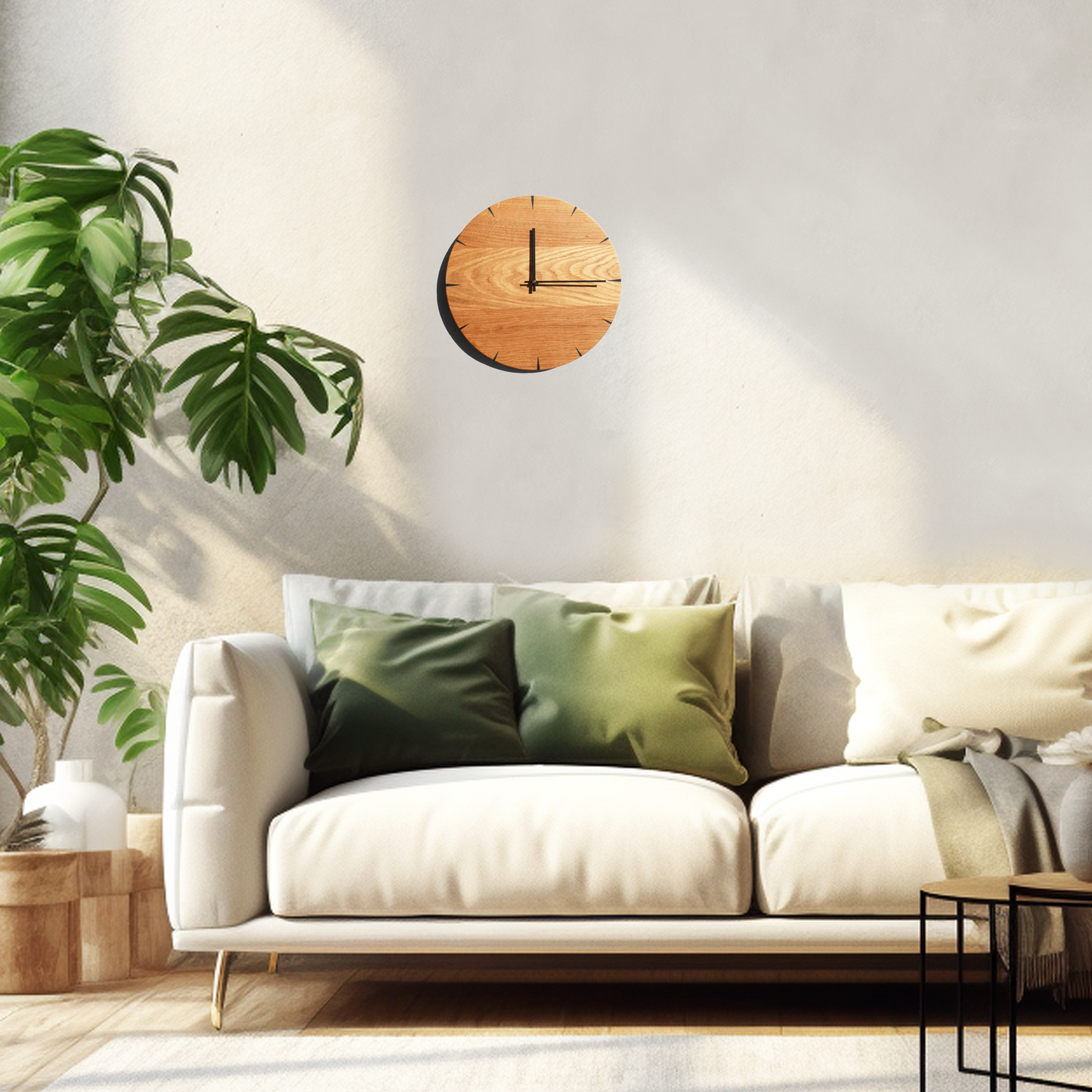 Wanduhr Eiche Round
