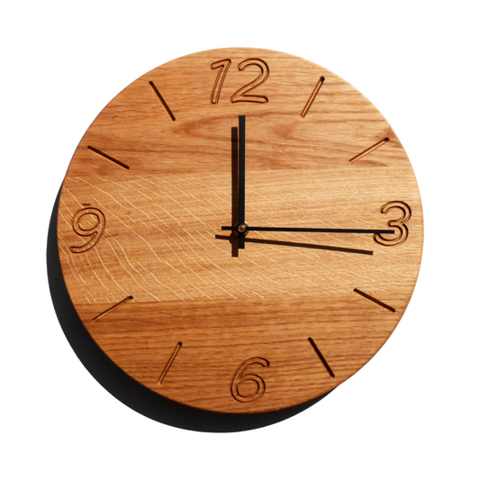 Wanduhr Eiche Round Number